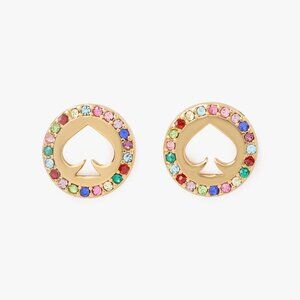 Kate Spade Spot The Spade Pave Halo Spade Studs Earrings